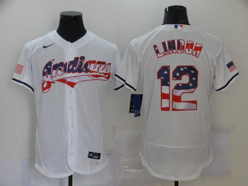 Indians 12 Francisco Lindor White USA Flag Fashion Nike Flexbase Jersey,We sell and wholesale Indians 12 Francisco Lindor White USA Flag Fashion Nike Flexbase Jersey on line form chian!